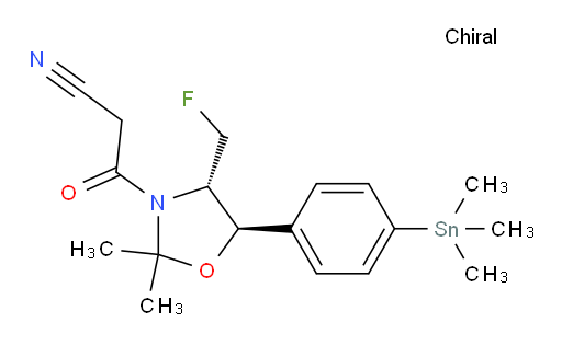 3-((4S,5R)-4-(fluoromethyl)-2,2-dimethyl-5-(4-(trimethylstannyl)phenyl)oxazolidin-3-yl)-3-oxopropanenitrile