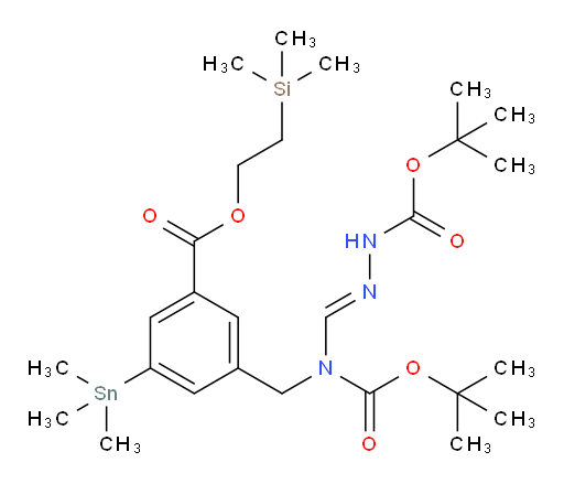 (E)-tert-butyl 2-(((tert-butoxycarbonyl)(3-((2-(trimethylsilyl)ethoxy)carbonyl)-5-(trimethylstannyl)benzyl)amino)methylene)hydrazinecarboxylate