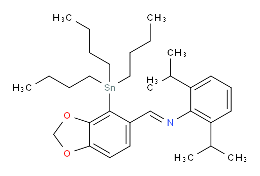 (E)-2,6-二异丙基-N-((4-(三丁基锡基)苯并[d][1,3]二氧杂环戊烯-5-基)亚甲基)苯胺