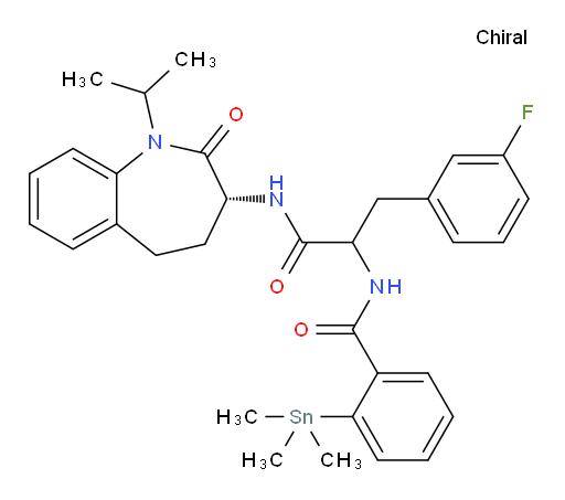 N-(3-(3-fluorophenyl)-1-(((R)-1-isopropyl-2-oxo-2,3,4,5-tetrahydro-1H-benzo[b]azepin-3-yl)amino)-1-oxopropan-2-yl)-2-(trimethylstannyl)benzamide