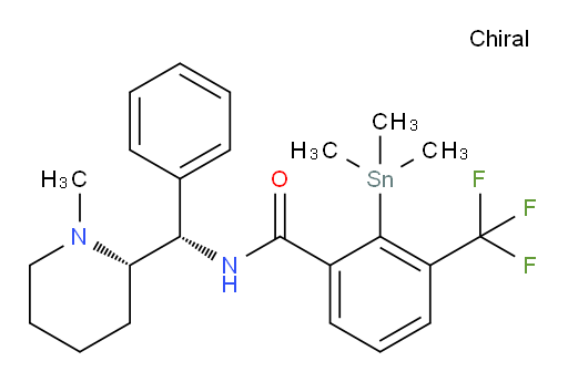 N-((S)-((S)-1-methylpiperidin-2-yl)(phenyl)methyl)-3-(trifluoromethyl)-2-(trimethylstannyl)benzamide