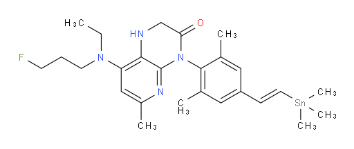 (E)-4-(2,6-dimethyl-4-(2-(trimethylstannyl)vinyl)phenyl)-8-(ethyl(3-fluoropropyl)amino)-6-methyl-1,2-dihydropyrido[2,3-b]pyrazin-3(4H)-one