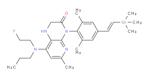 (E)-4-(2,6-dimethyl-4-(2-(trimethylstannyl)vinyl)phenyl)-8-((2-fluoroethyl)(propyl)amino)-6-methyl-1,2-dihydropyrido[2,3-b]pyrazin-3(4H)-one