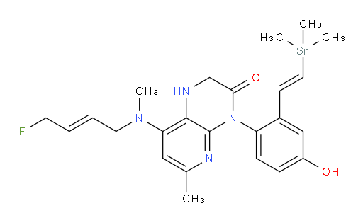 8-(((E)-4-fluorobut-2-en-1-yl)(methyl)amino)-4-(4-hydroxy-2-((E)-2-(trimethylstannyl)vinyl)phenyl)-6-methyl-1,2-dihydropyrido[2,3-b]pyrazin-3(4H)-one