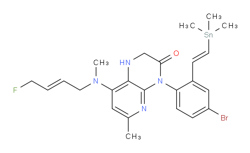 4-(4-bromo-2-((E)-2-(trimethylstannyl)vinyl)phenyl)-8-(((E)-4-fluorobut-2-en-1-yl)(methyl)amino)-6-methyl-1,2-dihydropyrido[2,3-b]pyrazin-3(4H)-one