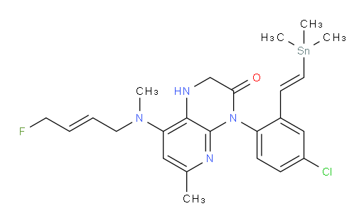 4-(4-chloro-2-((E)-2-(trimethylstannyl)vinyl)phenyl)-8-(((E)-4-fluorobut-2-en-1-yl)(methyl)amino)-6-methyl-1,2-dihydropyrido[2,3-b]pyrazin-3(4H)-one