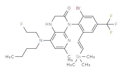 (E)-4-(2-bromo-4-(trifluoromethyl)-6-(2-(trimethylstannyl)vinyl)phenyl)-8-(butyl(2-fluoroethyl)amino)-6-methyl-1,2-dihydropyrido[2,3-b]pyrazin-3(4H)-one