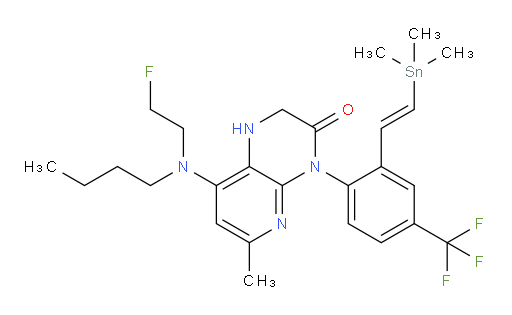 (E)-8-(butyl(2-fluoroethyl)amino)-6-methyl-4-(4-(trifluoromethyl)-2-(2-(trimethylstannyl)vinyl)phenyl)-1,2-dihydropyrido[2,3-b]pyrazin-3(4H)-one