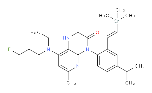 (E)-8-(ethyl(3-fluoropropyl)amino)-4-(4-isopropyl-2-(2-(trimethylstannyl)vinyl)phenyl)-6-methyl-1,2-dihydropyrido[2,3-b]pyrazin-3(4H)-one
