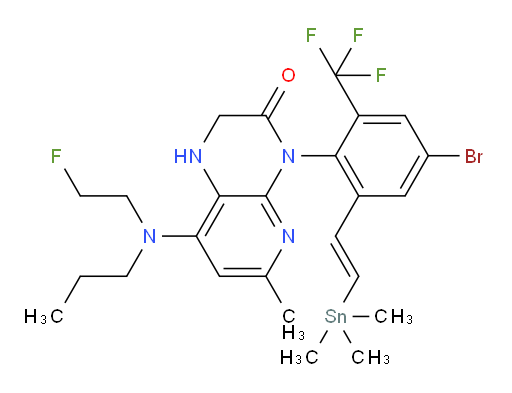 (E)-4-(4-bromo-2-(trifluoromethyl)-6-(2-(trimethylstannyl)vinyl)phenyl)-8-((2-fluoroethyl)(propyl)amino)-6-methyl-1,2-dihydropyrido[2,3-b]pyrazin-3(4H)-one