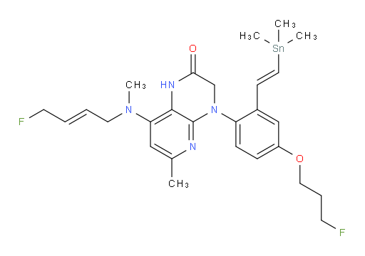 8-(((E)-4-fluorobut-2-en-1-yl)(methyl)amino)-4-(4-(3-fluoropropoxy)-2-((E)-2-(trimethylstannyl)vinyl)phenyl)-6-methyl-3,4-dihydropyrido[2,3-b]pyrazin-2(1H)-one