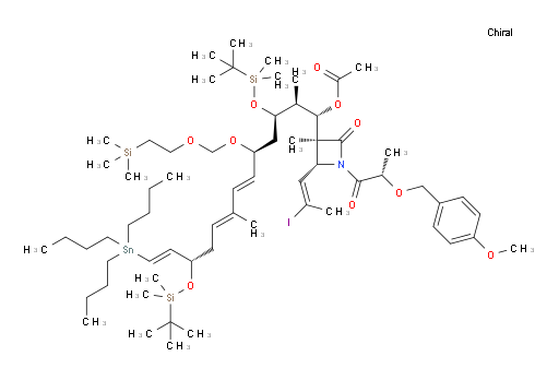(1S,2S,3R,5S,6E,8E,11S,12E)-3,11-双((叔丁基二甲基sil氧基))-1-((2R,3S)-2-((E)-2-碘丙烯-1-基)-1-((S)-2-((4-甲氧基苄氧基))丙酰)-3-甲基-4-氧代氮杂环丁烷-3-基)-2,8-二甲基-13-(三丁基锡基)-5-((2-(三甲基硅基)乙氧基)甲氧基)十三-6,8,12-三烯-1-基 乙酸酯