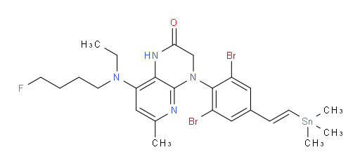 (E)-4-(2,6-dibromo-4-(2-(trimethylstannyl)vinyl)phenyl)-8-(ethyl(4-fluorobutyl)amino)-6-methyl-3,4-dihydropyrido[2,3-b]pyrazin-2(1H)-one