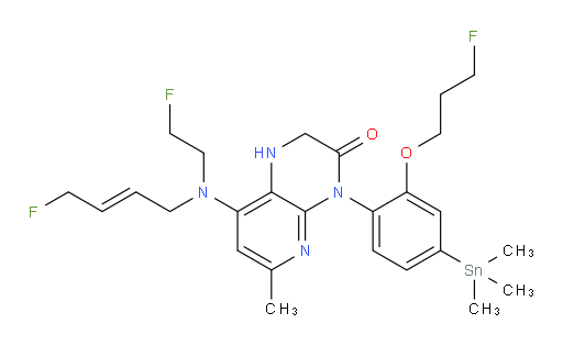 (E)-8-((4-fluorobut-2-en-1-yl)(2-fluoroethyl)amino)-4-(2-(3-fluoropropoxy)-4-(trimethylstannyl)phenyl)-6-methyl-1,2-dihydropyrido[2,3-b]pyrazin-3(4H)-one