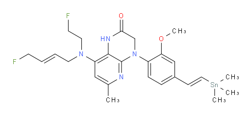 8-(((E)-4-fluorobut-2-en-1-yl)(2-fluoroethyl)amino)-4-(2-methoxy-4-((E)-2-(trimethylstannyl)vinyl)phenyl)-6-methyl-3,4-dihydropyrido[2,3-b]pyrazin-2(1H)-one