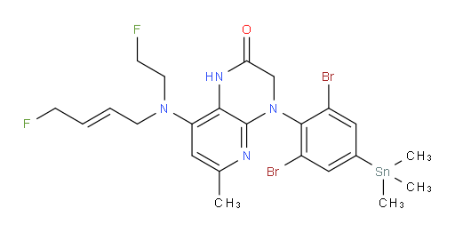 (E)-4-(2,6-dibromo-4-(trimethylstannyl)phenyl)-8-((4-fluorobut-2-en-1-yl)(2-fluoroethyl)amino)-6-methyl-3,4-dihydropyrido[2,3-b]pyrazin-2(1H)-one