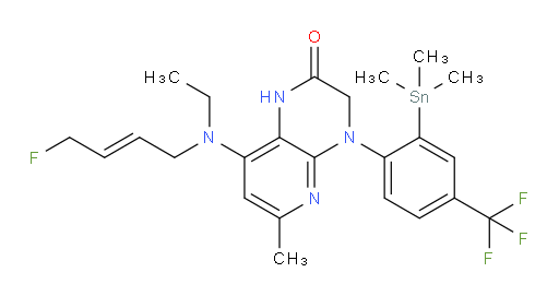 (E)-8-(ethyl(4-fluorobut-2-en-1-yl)amino)-6-methyl-4-(4-(trifluoromethyl)-2-(trimethylstannyl)phenyl)-3,4-dihydropyrido[2,3-b]pyrazin-2(1H)-one