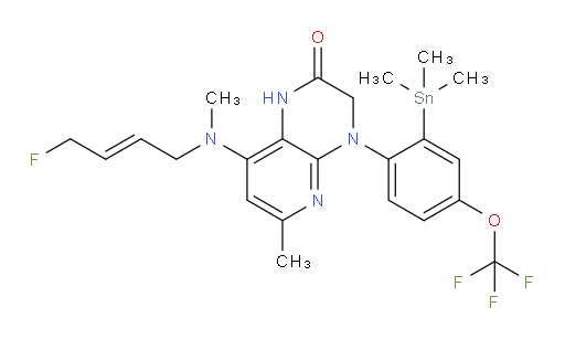 (E)-8-((4-fluorobut-2-en-1-yl)(methyl)amino)-6-methyl-4-(4-(trifluoromethoxy)-2-(trimethylstannyl)phenyl)-3,4-dihydropyrido[2,3-b]pyrazin-2(1H)-one