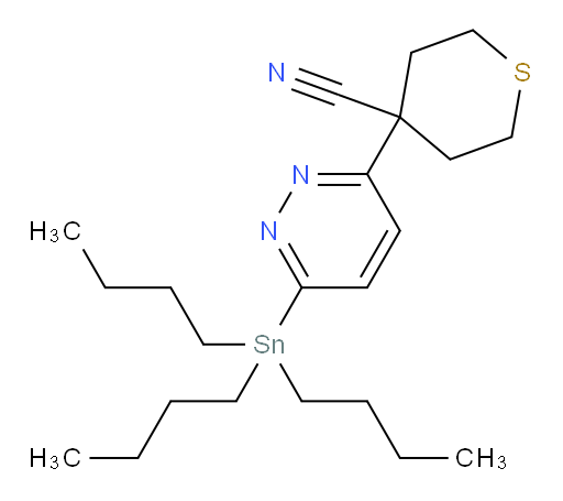 4-(6-(tributylstannyl)pyridazin-3-yl)tetrahydro-2H-thiopyran-4-carbonitrile