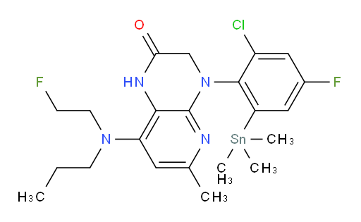 4-(2-chloro-4-fluoro-6-(trimethylstannyl)phenyl)-8-((2-fluoroethyl)(propyl)amino)-6-methyl-3,4-dihydropyrido[2,3-b]pyrazin-2(1H)-one