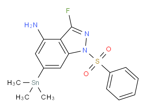 3-fluoro-1-(phenylsulfonyl)-6-(trimethylstannyl)-1H-indazol-4-amine