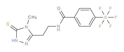 4-(pentafluoromercapto)-N-(2-(4-methyl-5-thioxo-4,5-dihydro-1H-1,2,4-triazol-3-yl)ethyl)benzamide