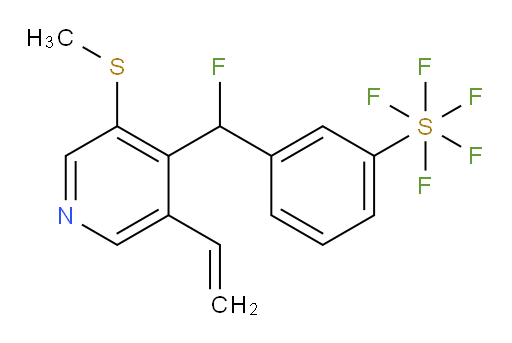 3-(fluoro(3-(methylthio)-5-vinylpyridin-4-yl)methyl)(pentafluoromercapto)benzene