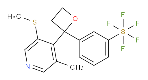 3-(2-(3-methyl-5-(methylthio)pyridin-4-yl)oxetan-2-yl)(pentafluoromercapto)benzene