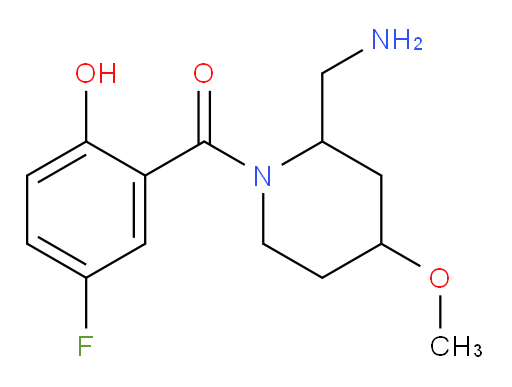 (2-(aminomethyl)-4-methoxypiperidin-1-yl)(5-fluoro-2-hydroxyphenyl)methanone