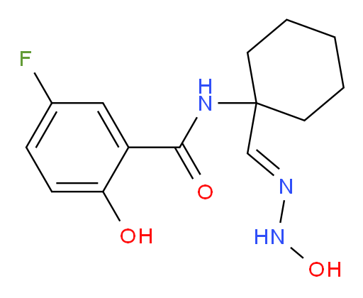 (E)-5-fluoro-2-hydroxy-N-(1-((2-hydroxyhydrazono)methyl)cyclohexyl)benzamide