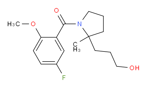 (5-fluoro-2-methoxyphenyl)(2-(3-hydroxypropyl)-2-methylpyrrolidin-1-yl)methanone