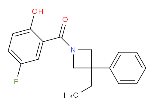 (3-ethyl-3-phenylazetidin-1-yl)(5-fluoro-2-hydroxyphenyl)methanone