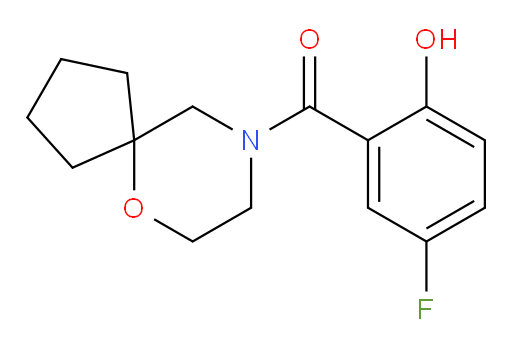 (5-fluoro-2-hydroxyphenyl)(6-oxa-9-azaspiro[4.5]decan-9-yl)methanone