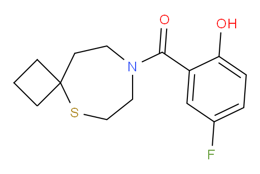 (5-fluoro-2-hydroxyphenyl)(5-thia-8-azaspiro[3.6]decan-8-yl)methanone