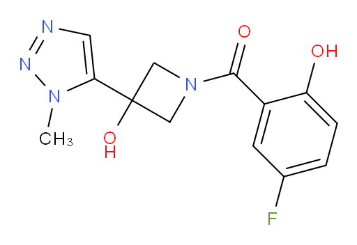 (5-fluoro-2-hydroxyphenyl)(3-hydroxy-3-(1-methyl-1H-1,2,3-triazol-5-yl)azetidin-1-yl)methanone
