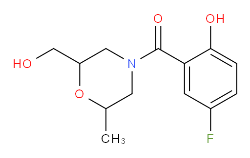(5-fluoro-2-hydroxyphenyl)(2-(hydroxymethyl)-6-methylmorpholino)methanone