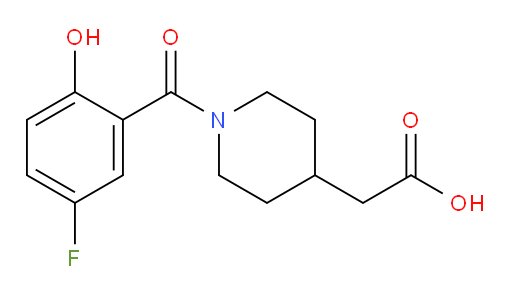 2-(1-(5-fluoro-2-hydroxybenzoyl)piperidin-4-yl)acetic acid