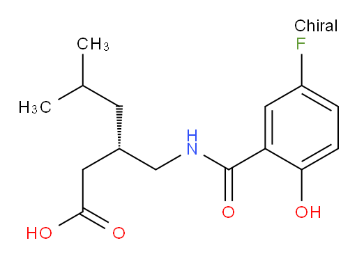 (S)-3-((5-fluoro-2-hydroxybenzamido)methyl)-5-methylhexanoic acid