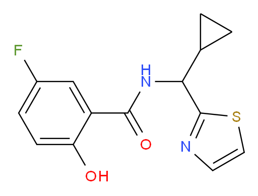 N-(cyclopropyl(thiazol-2-yl)methyl)-5-fluoro-2-hydroxybenzamide