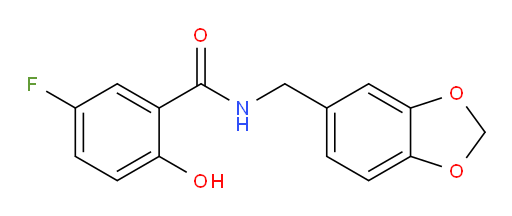 N-(benzo[d][1,3]dioxol-5-ylmethyl)-5-fluoro-2-hydroxybenzamide