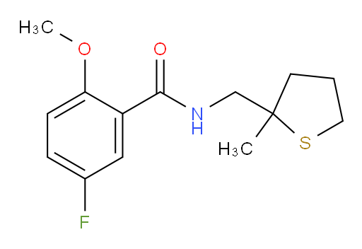 5-fluoro-2-methoxy-N-((2-methyltetrahydrothiophen-2-yl)methyl)benzamide