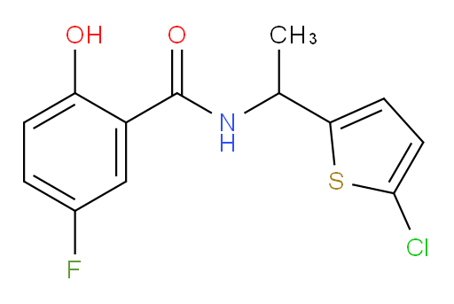 N-(1-(5-chlorothiophen-2-yl)ethyl)-5-fluoro-2-hydroxybenzamide