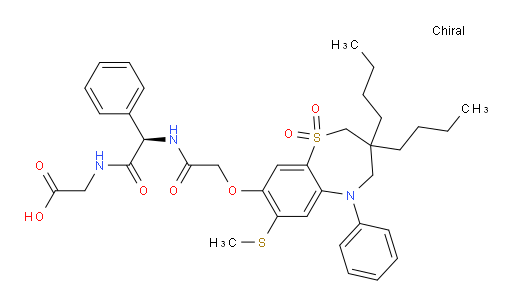 (R)-2-(2-(2-((3,3-dibutyl-7-(methylthio)-1,1-dioxido-5-phenyl-2,3,4,5-tetrahydrobenzo[b][1,4]thiazepin-8-yl)oxy)acetamido)-2-phenylacetamido)acetic acid