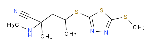 2-methyl-2-(methylamino)-4-((5-(methylthio)-1,3,4-thiadiazol-2-yl)thio)pentanenitrile