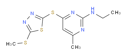 N-ethyl-4-methyl-6-((5-(methylthio)-1,3,4-thiadiazol-2-yl)thio)pyrimidin-2-amine