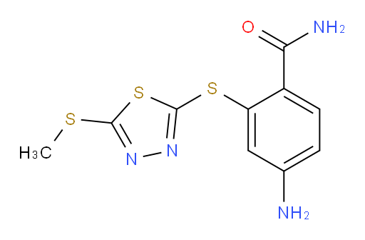 4-amino-2-((5-(methylthio)-1,3,4-thiadiazol-2-yl)thio)benzamide