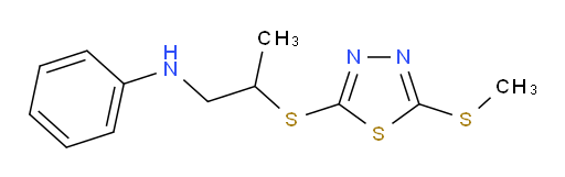 N-(2-((5-(methylthio)-1,3,4-thiadiazol-2-yl)thio)propyl)aniline