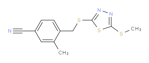 3-methyl-4-(((5-(methylthio)-1,3,4-thiadiazol-2-yl)thio)methyl)benzonitrile