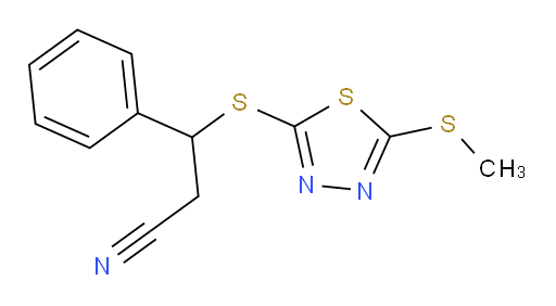 3-((5-(methylthio)-1,3,4-thiadiazol-2-yl)thio)-3-phenylpropanenitrile