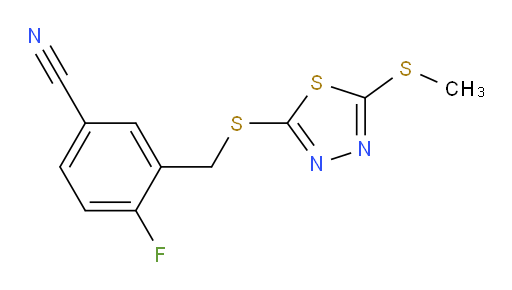 4-fluoro-3-(((5-(methylthio)-1,3,4-thiadiazol-2-yl)thio)methyl)benzonitrile